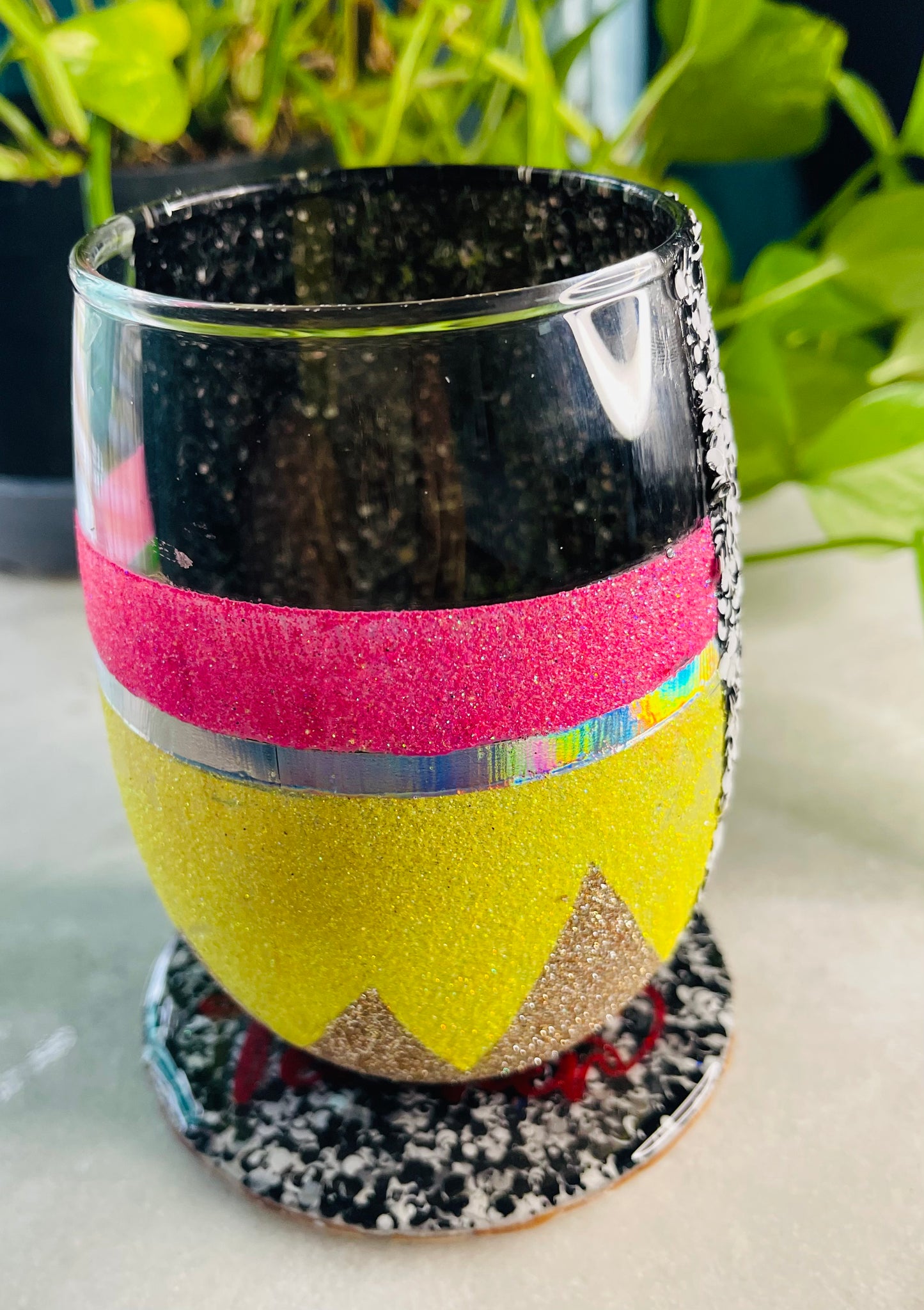 Pencil Wineglass and Coaster Set