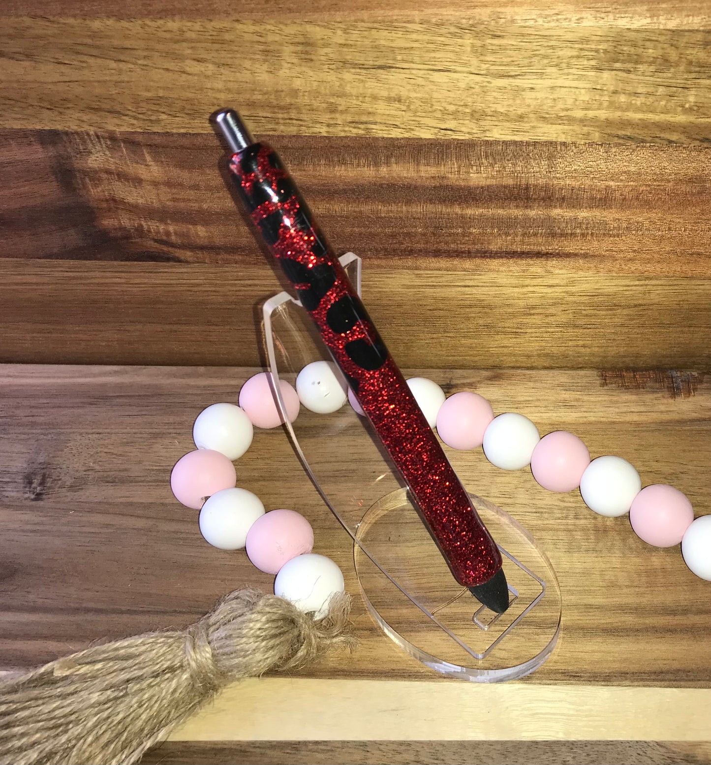Red and Black Bossy Leopard Print Ink Pen