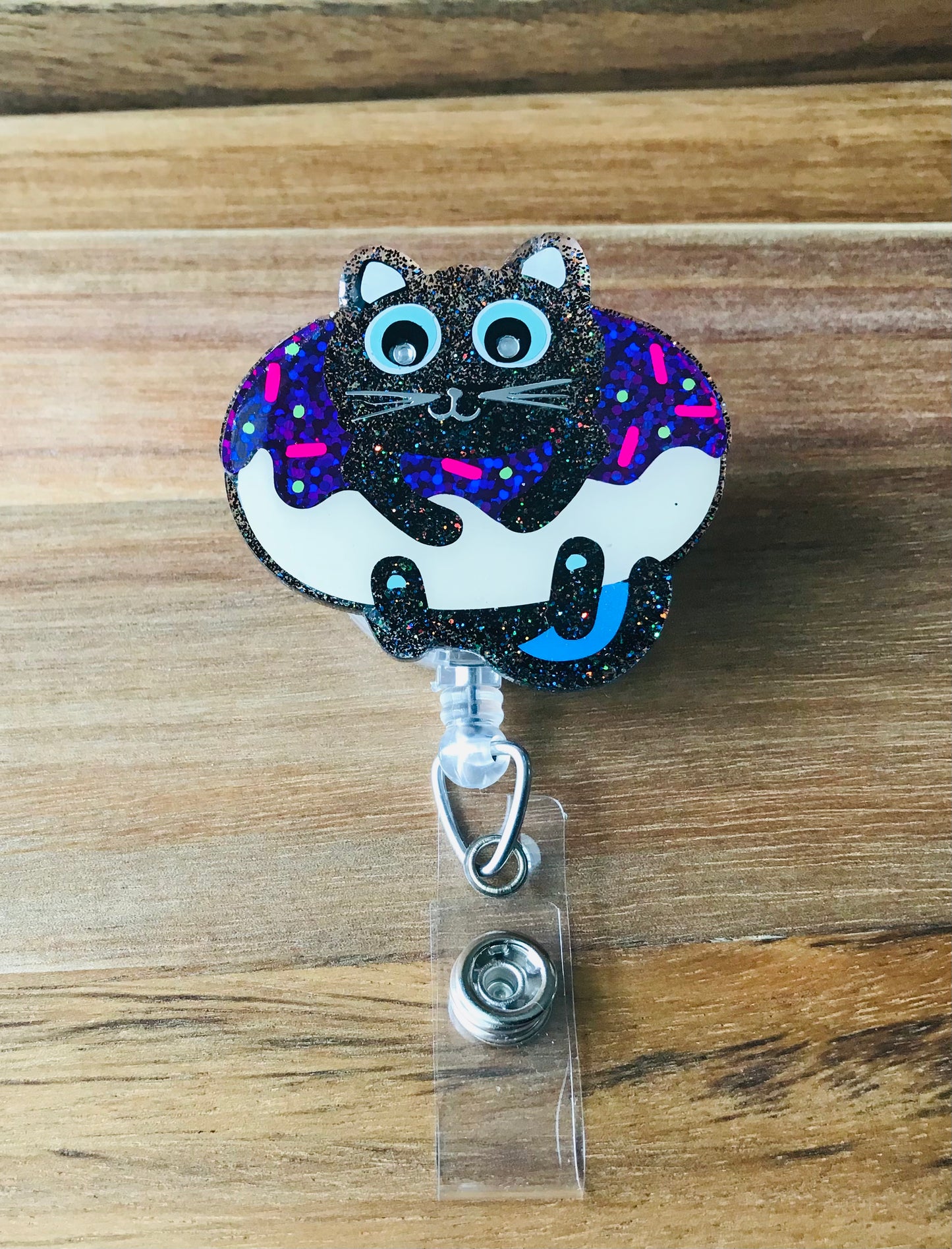 Cat in a Doughnut Badge Reel