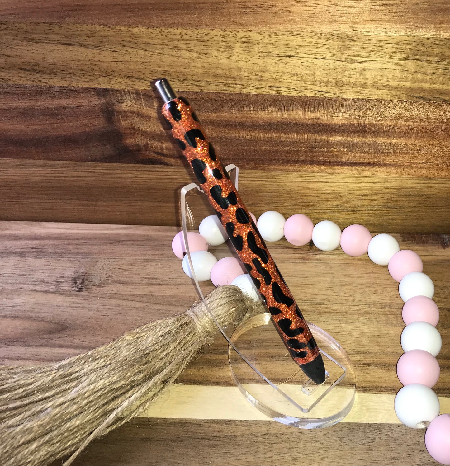 Orange and Black Leopard Print Ink Pen