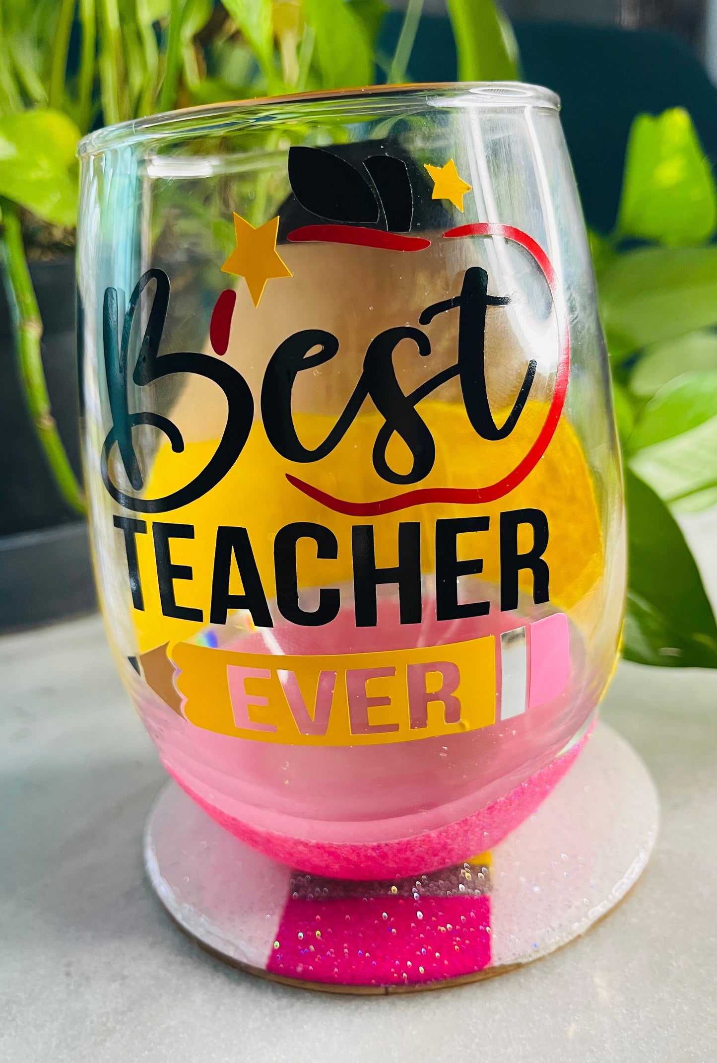 Teacher Wineglass and Coaster Set