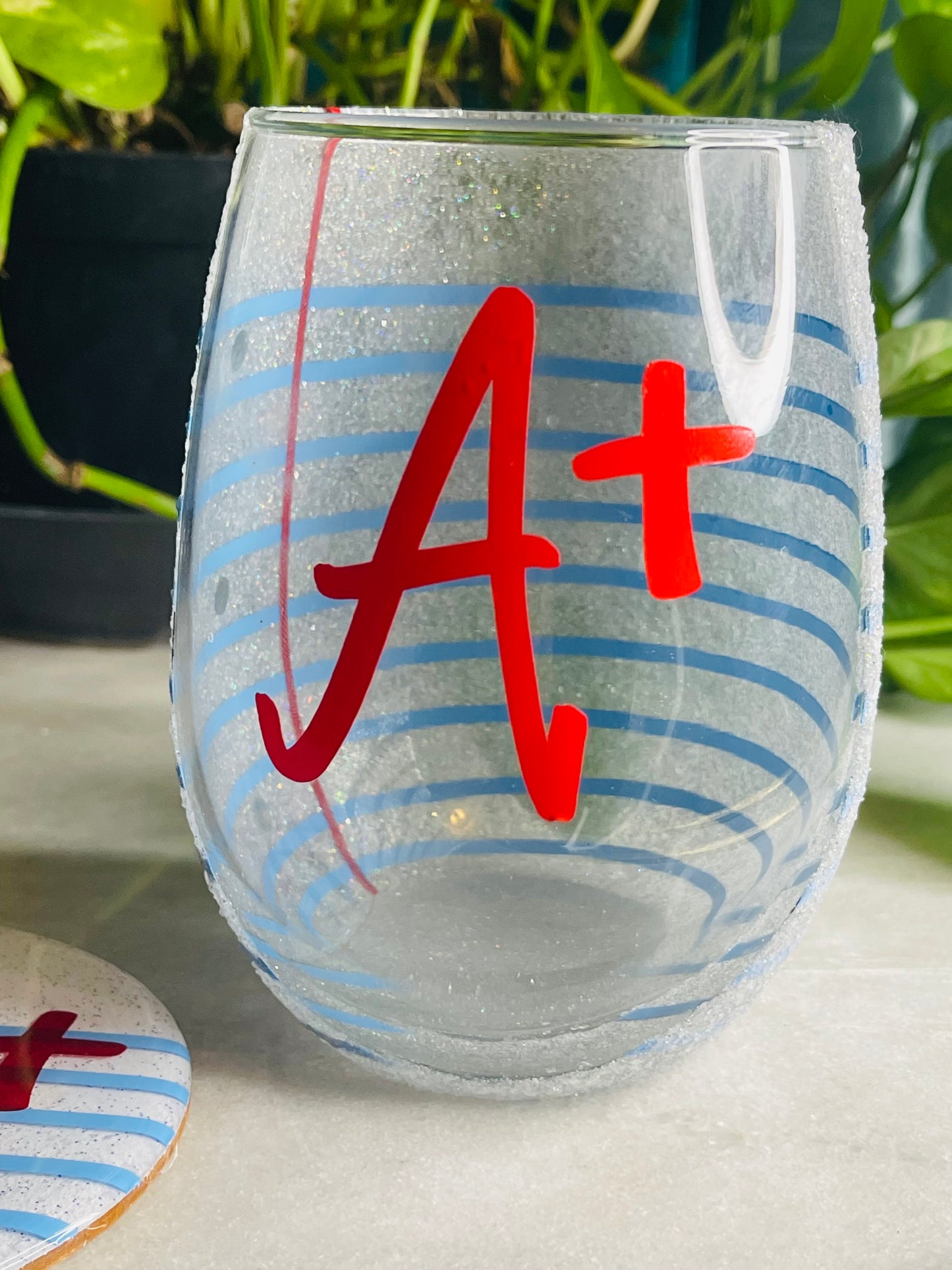 Teacher Wineglass and Coaster Set