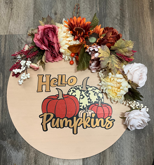 Hello Pumpkins Door Sign