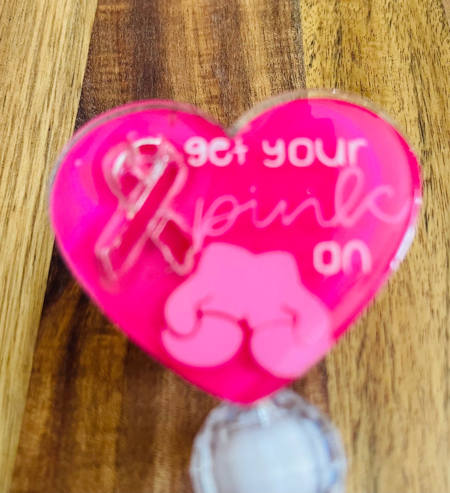 Get Your Pink on Badge Reel With Bubblegum Beads