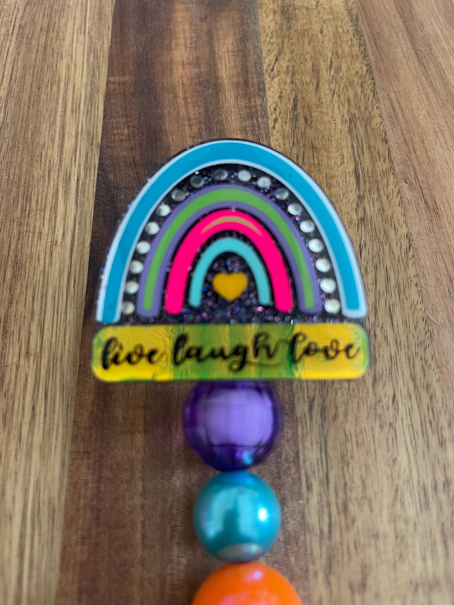 Live Laugh Love Badge Reel With Bubblegum Beads