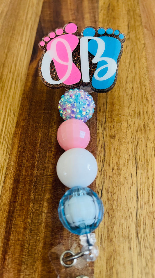 OB Badge Reel With Bubblegum Beads