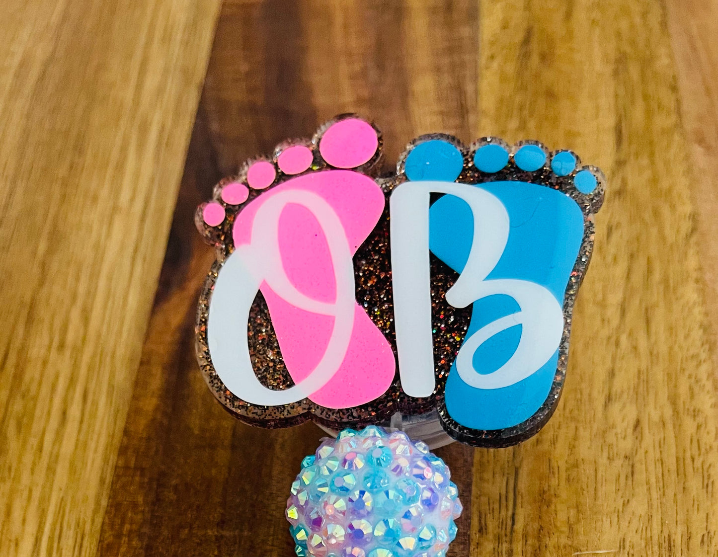 OB Badge Reel With Bubblegum Beads