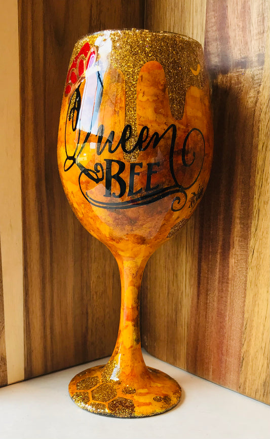 Queen Bee Wine Glass