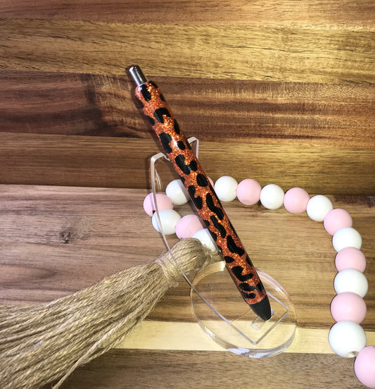 Orange and Black Leopard Print Ink Pen